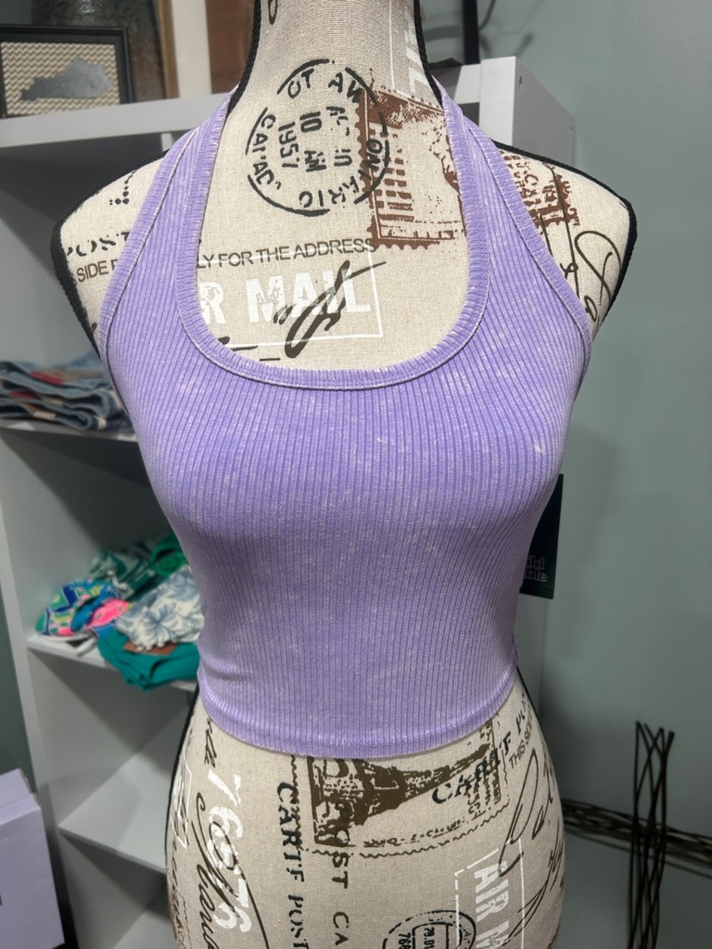 wild fable Ribbed Halter Crop Tank Top - Light Purple